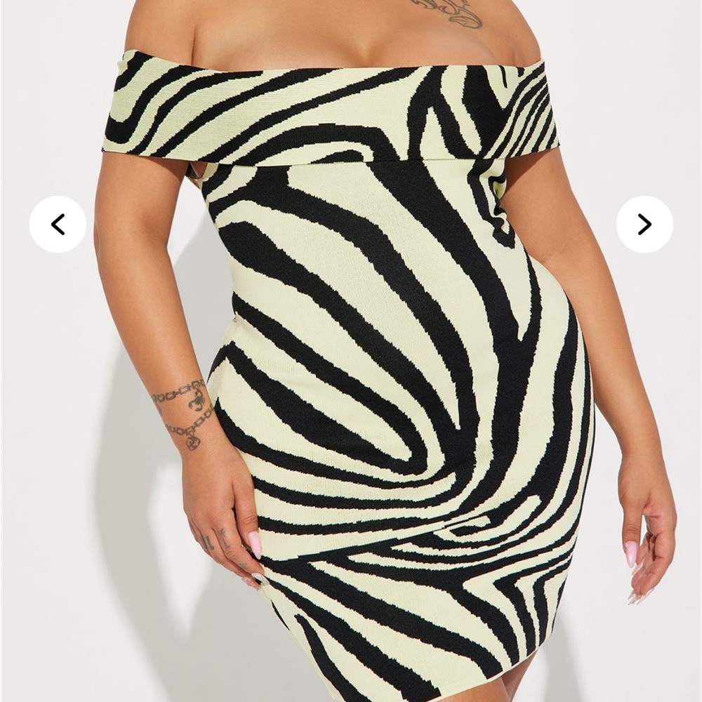 Fashion Nova Zebra Print Mini Dress - Black and Cream - Picture 2 of 3